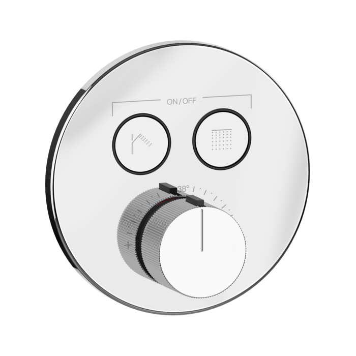 Смесители Смеситель настенный встраиваемый, термостатический, с 2 запорными кнопками, цвет хром 