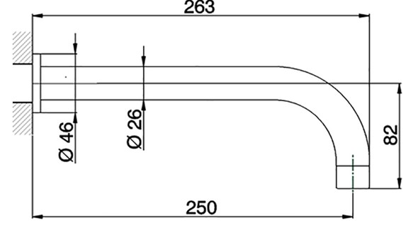 Смесители Смеситель для раковины на 3 отверстия из стены, излив 250 мм, внешняя часть, цвет черный матовый (без внутр части ZA003500) 