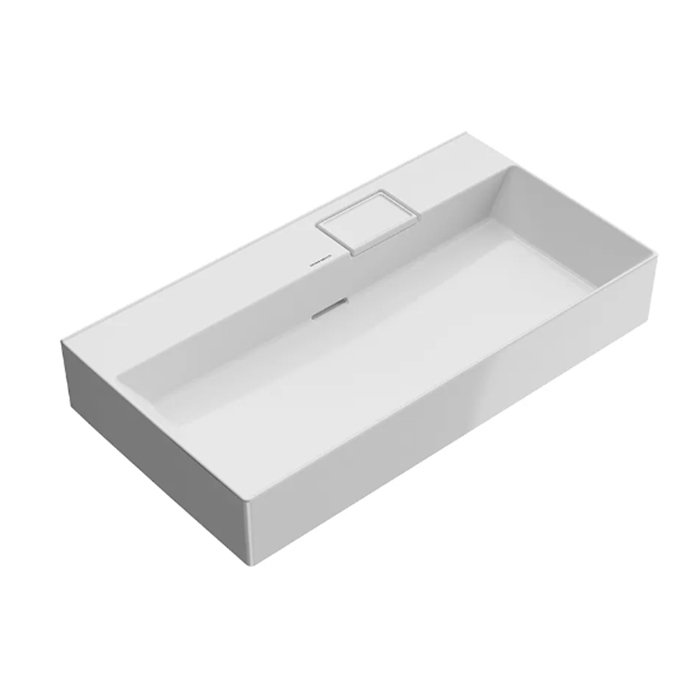 Раковины Раковина мебельная/подвесная, 90x48x14,5 см, без отверстий под смеситель, с переливом, белая глянцевая 