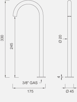 Комплектующие Настольный вращающийся кран. Высота 330 мм FRE64 