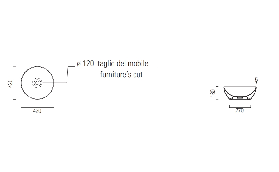 Раковины Раковина-чаша накладная O420 мм 