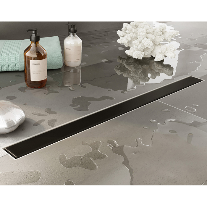 Душевые лотки и трапы Трап душевой PS MODULAR 4x60 накладка из нержавеющей стали, основа из пластика 50 мм, 40 л/мин, черный матовый 