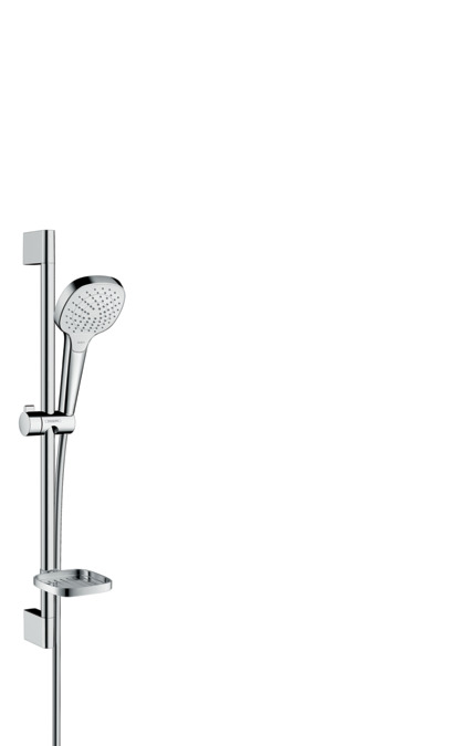 Душевая программа HG Croma Select E Vario Душевой набор: штанга 650mm, ручной душ 110, 3jet (Rain, IntenseRain, Turbo Rain), мыльница, шланг, цвет: белый/хром 