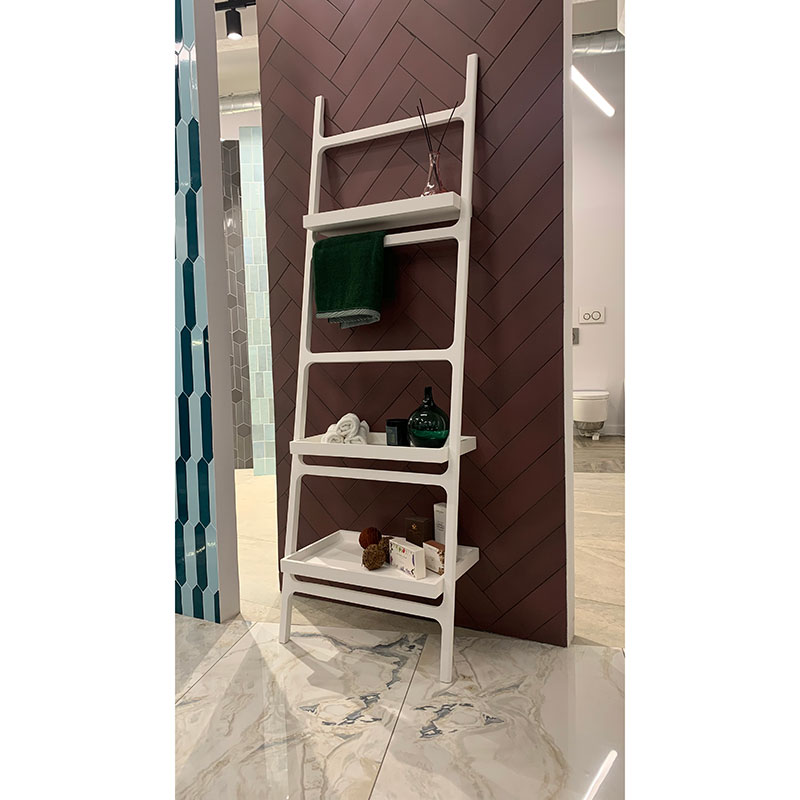 K.Stone Аксессуар лесенка с полочками пристенная, 60x36x180H см, белая матовая