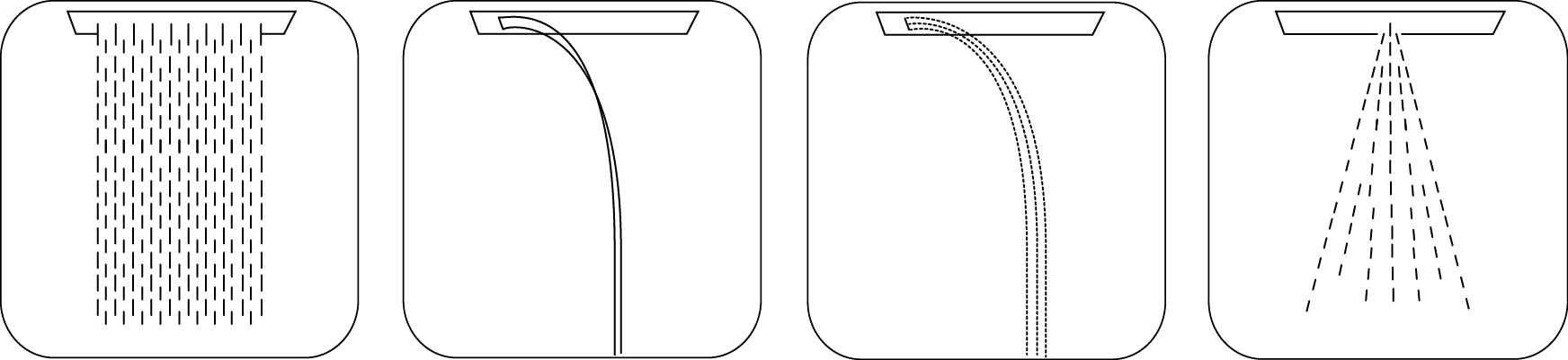 Душевая программа Потолочный душ 570x470 мм, 4 режима, для установки в подвесной потолок 