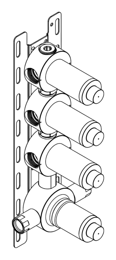 Смесители Скрытая часть , для настенного термостатического смесителя на 4 отверстия 