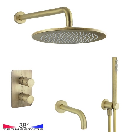 Душевая программа Душевая система с функцией наполнения ванны - комплект с термостатом, бронза матовая 