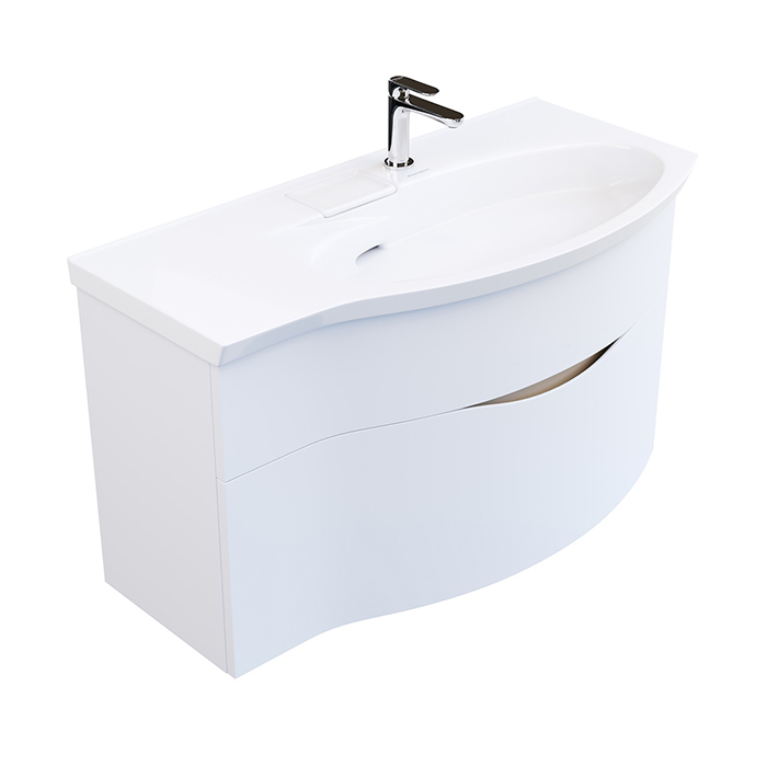 Раковина мебельная правая с крепежом 100,7x48x15 см, с 1 отверстием под смеситель, с переливом, цвет белый глянцевый