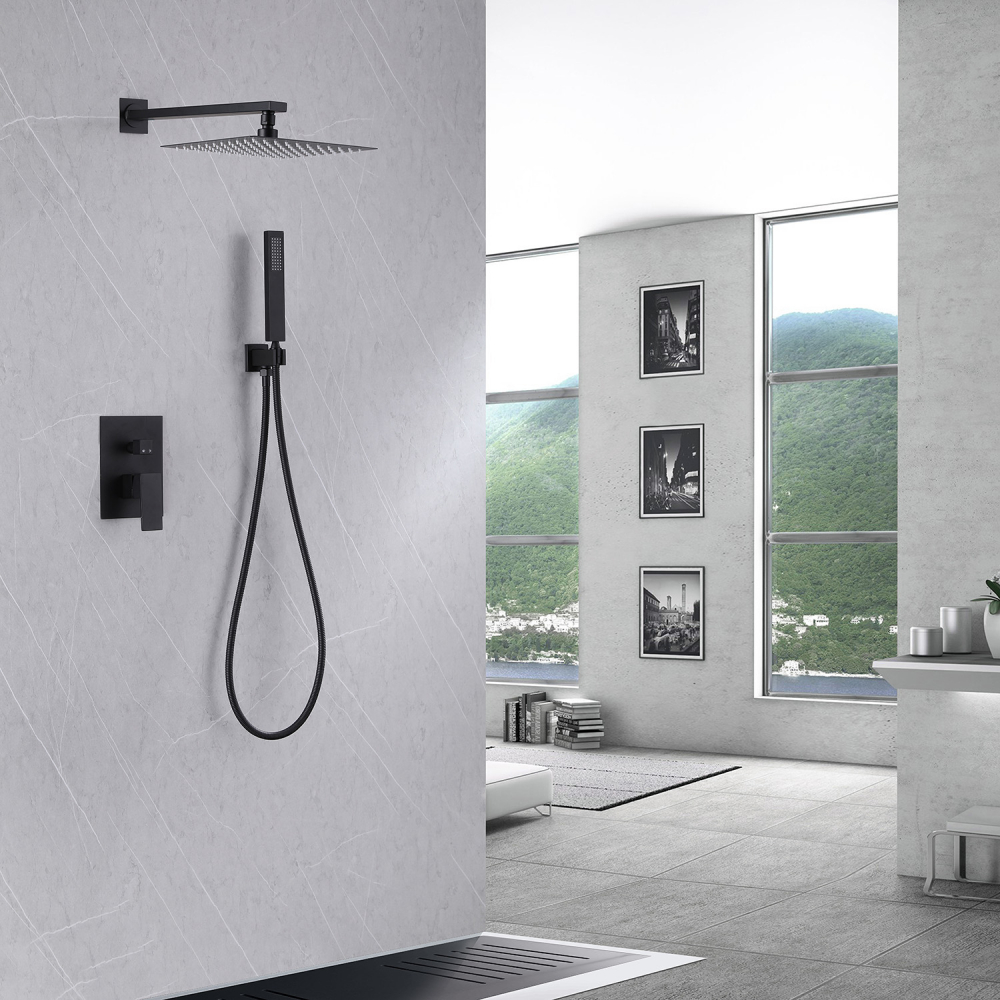 Душевая программа Душевая система скрытого монтажа без излива, черная матовая 