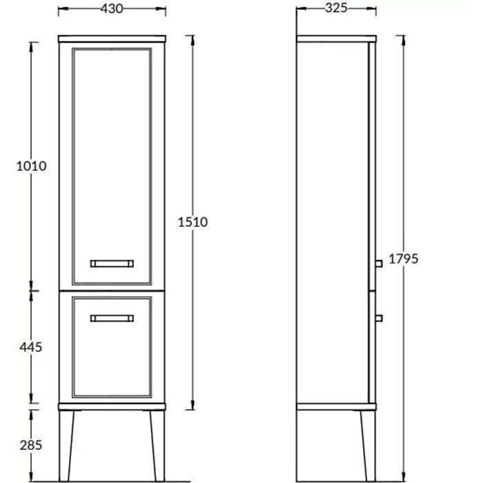 Мебель для ванной Пенал напольный/подвесной 150, черный глянцевый (замена PO.N.150/BLK) 