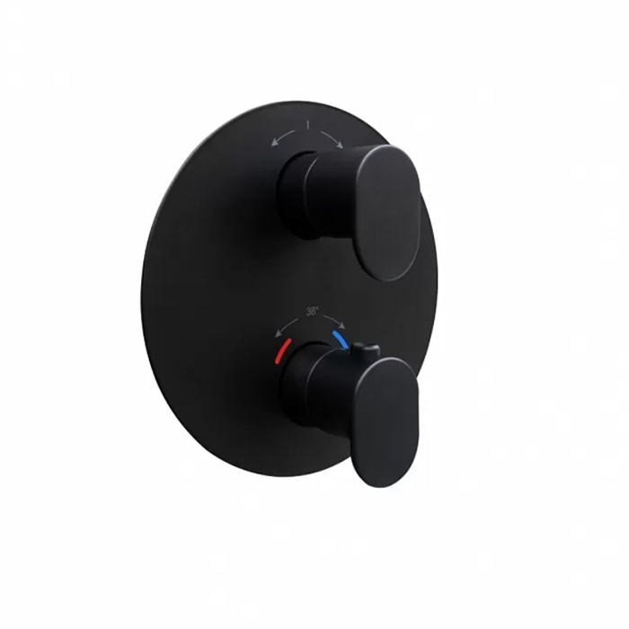 Смесители Встраиваемый термостатический смеситель для душа с регулировкой температуры, цвет черный матовый 