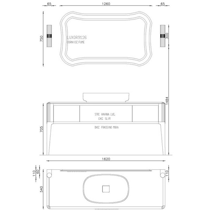 Мебель для ванной Комплект мебели: тумба напольная с раковиной 162x54см, цвет: Havano Lucido, зеркало цвет: Fume и смеситель, цвет: хром 
