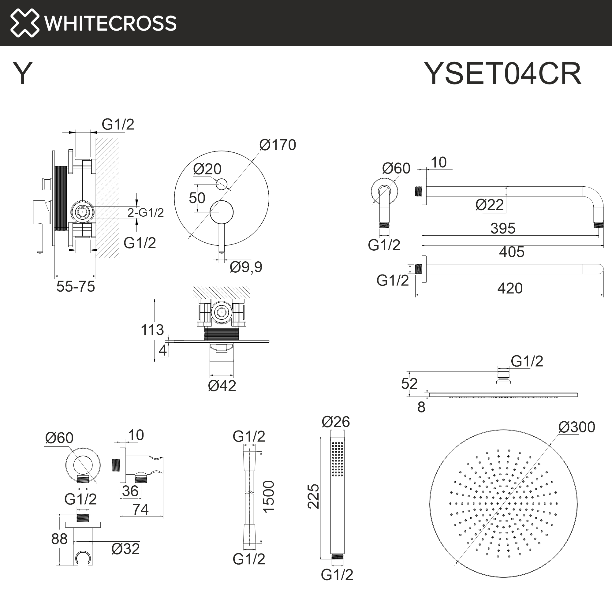 Душевая программа Система для душа скрытого монтажа YSET04CR (хром) 