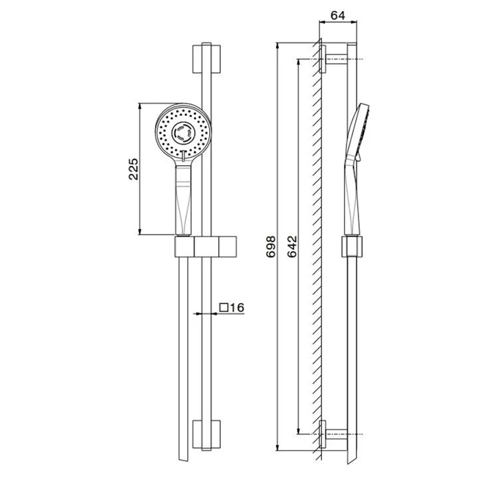 Душевая программа Душевая стойка c ручной круглой лейкой и шлангом, цвет черный матовый 