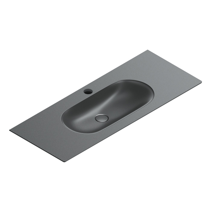 Раковины Раковина консоль 125x50, с 1 отверстием под смеситель, покрытие Cataglaze+ , цвет черный матовый 