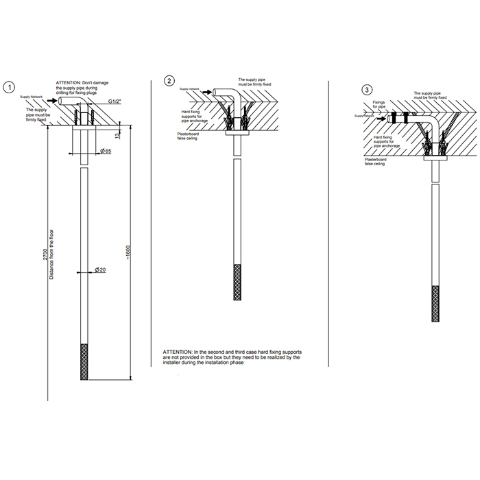Комплектующие GESSI 316 Излив потолочный с удаленным управлением (не входит в комплект), цвет: brushed black metal pvd 