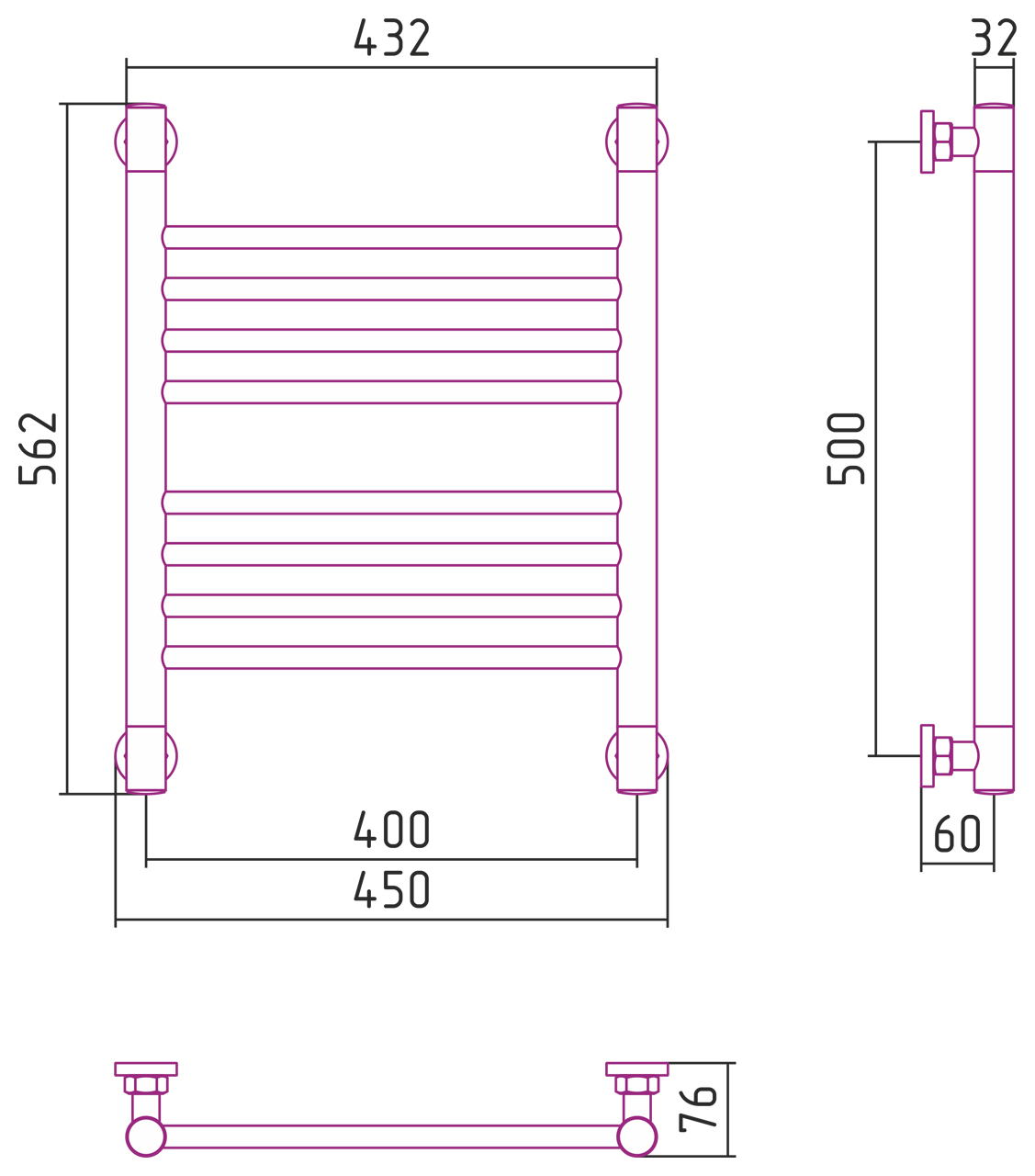 Полотенцесушители Дизайн-радиатор 500х400 