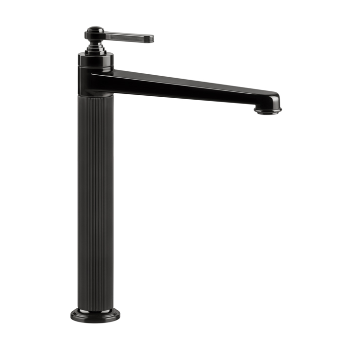 Смесители Смеситель для раковины на 1 отверстие, однорычажный, высокий, в комплекте с донным клапаном, цвет Black Metal PVD 