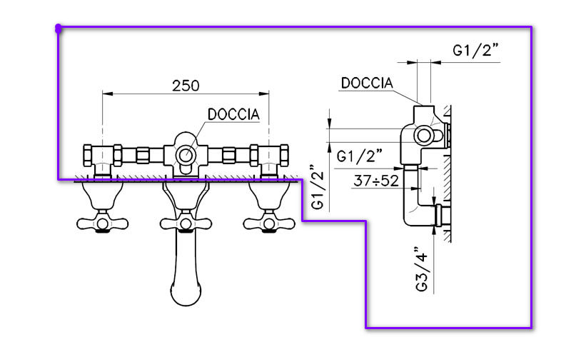 ™ Nicolazzi C2503DX Встраиваемая часть для смесителя со стены