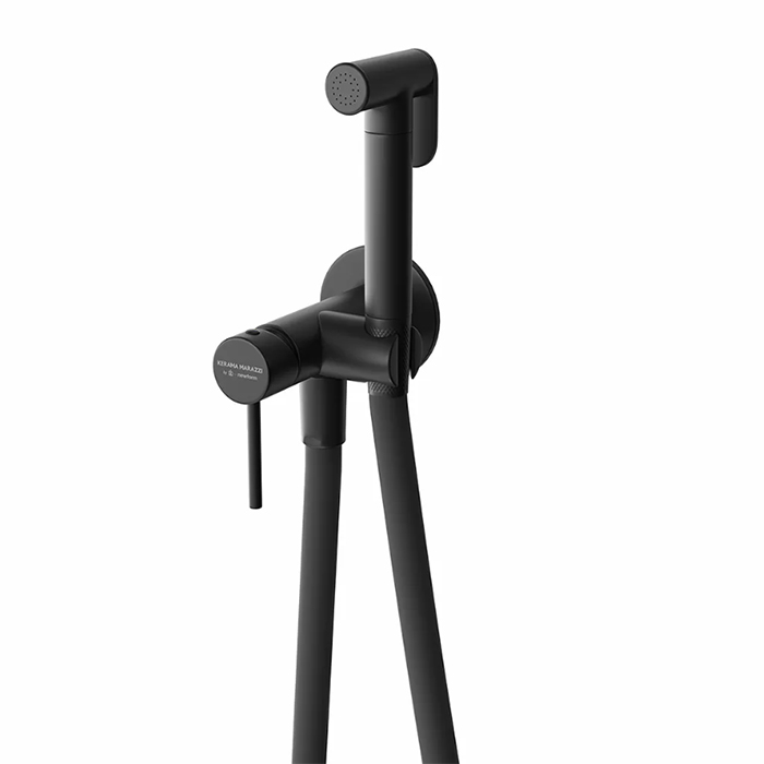 Cмеситель с гигиеническим душем встроенного монтажа, цвет черный матовый