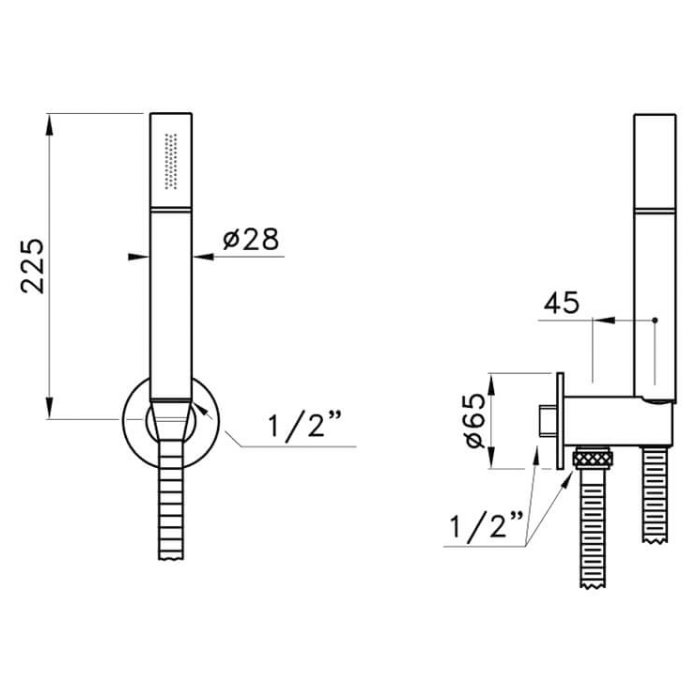 Душевая программа Душевой комплект с ручным душем, держателем с подводом воды и шлангом, цвет черный матовый PVD 