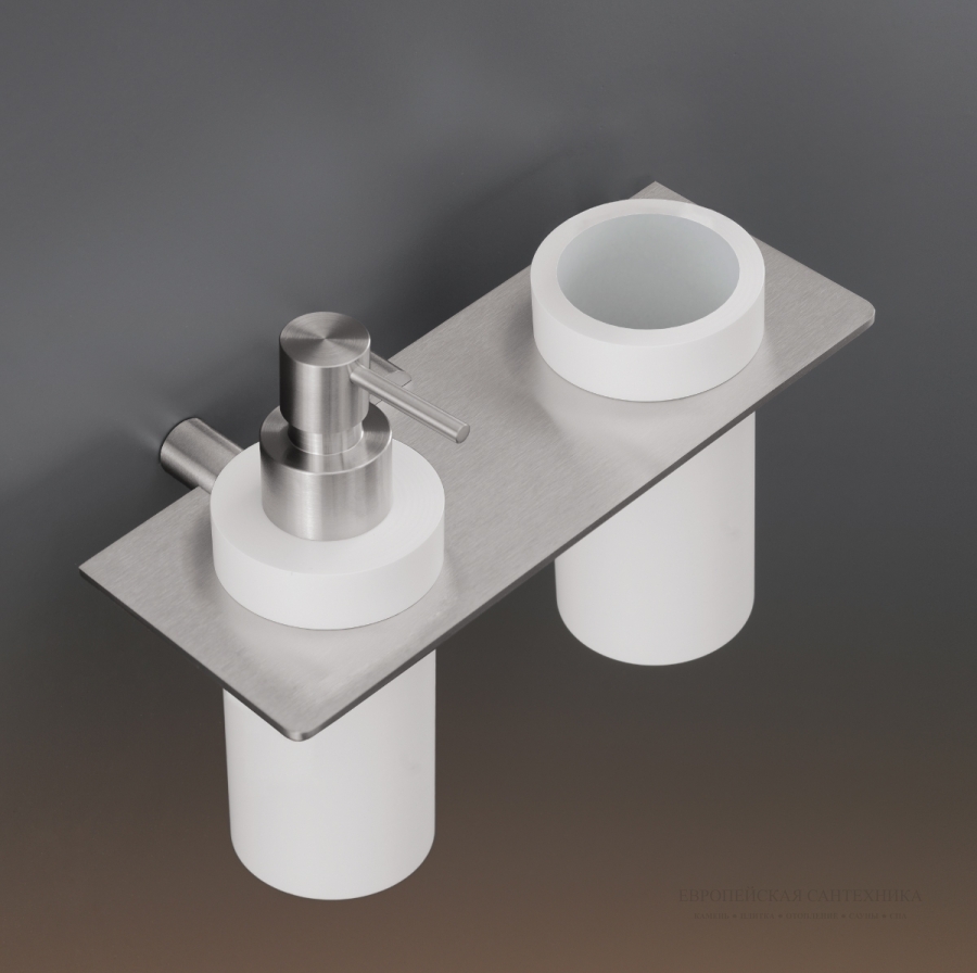 Полка-держатель Complements Stem, для зубных щеток с диспенсером, L. 200 мм, цвет сатинированное светлое золото