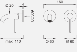 Смесители Настенный смеситель с цветной ручкой 