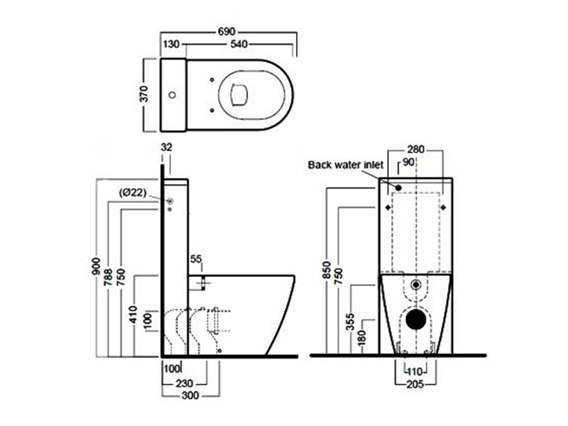 Бачки  для унитазов Бачок для приставного унитаза напольный с механизмом смыва 