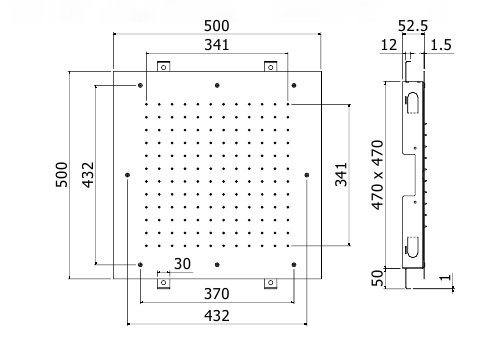 Душевая программа Верхний душ встраиваемый 
