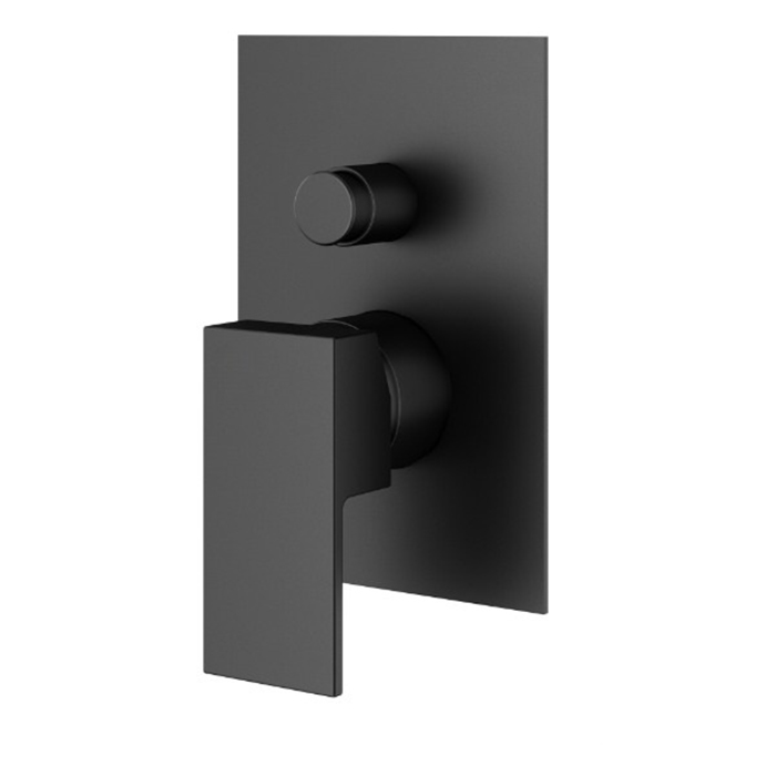 Смесители Внешняя часть встраиваемого смесителя на 2 выхода, накладка 100х150 мм, черный матовый 