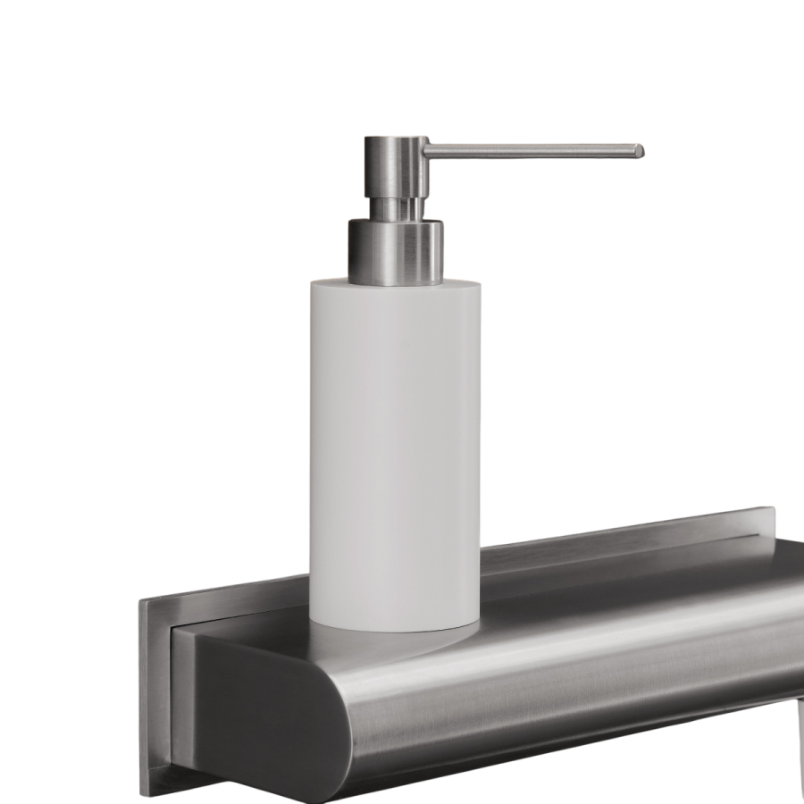 Дозатор для мыла Stem, настольный, Ø60x130x165h мм, колба из материала Delrin, сталь, цвет белый/полированная сталь