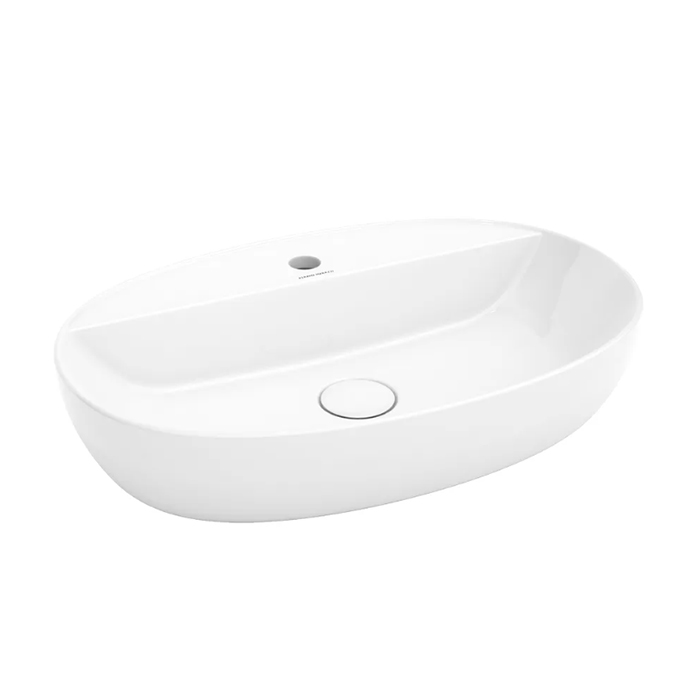 Раковины Раковина накладная 60x40x13,5 см с 1 отверстием под смеситель, без перелива, цвет белая глянцевая 