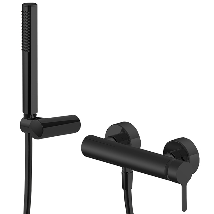 Смеситель для душа, настенный, с ручным душем, цвет чёрный матовый