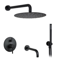 Душевая программа Душевая система с функцией наполнения ванны - комплект со смесителем, чёрный матовый 