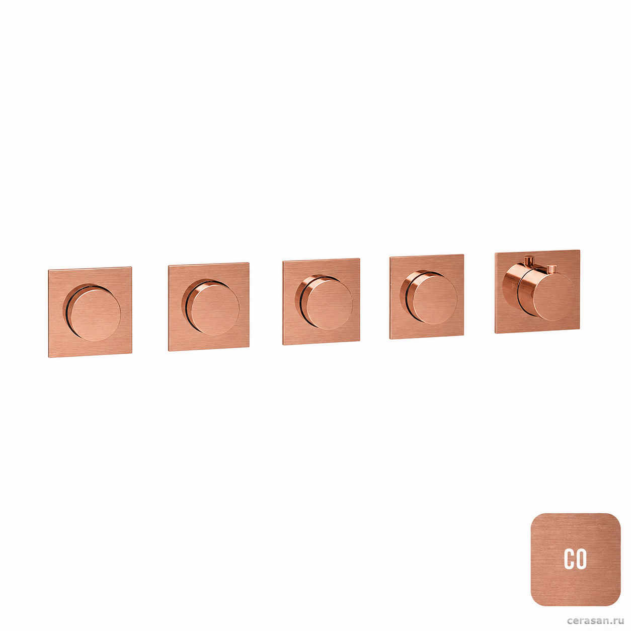 Смесители Термостатический смеситель с 4 кнопками-ручками, цвет copper brushed pvd(без внутр части) 