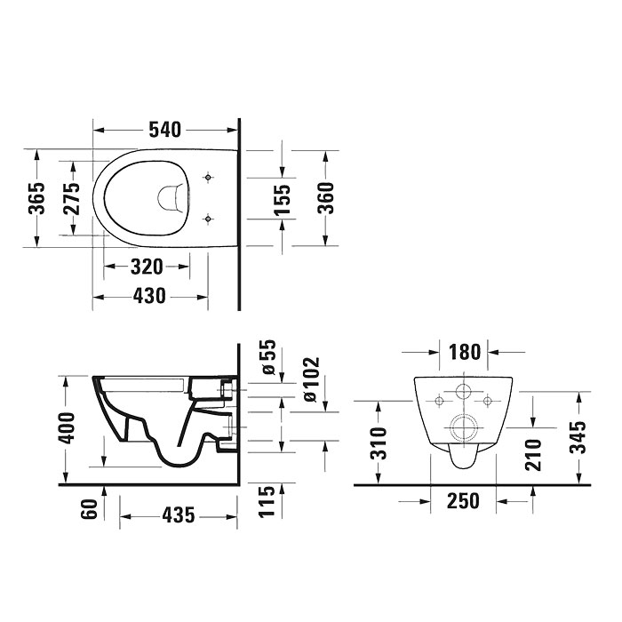 Унитазы Унитаз подвесной 540х365 мм с сиденьем микролифт, цвет белый 