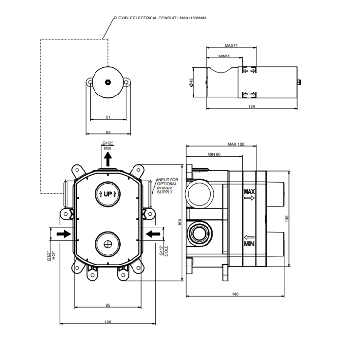 Смесители Внутренняя часть для электронного удаленного управления 