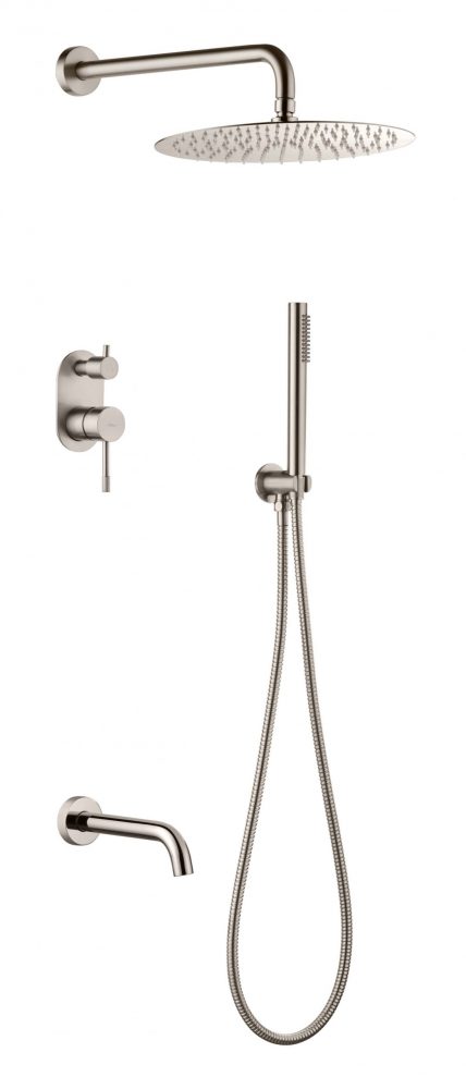 Смесители Смеситель встроенный + верхний+ ручной душ и изливом Nickel Brush 