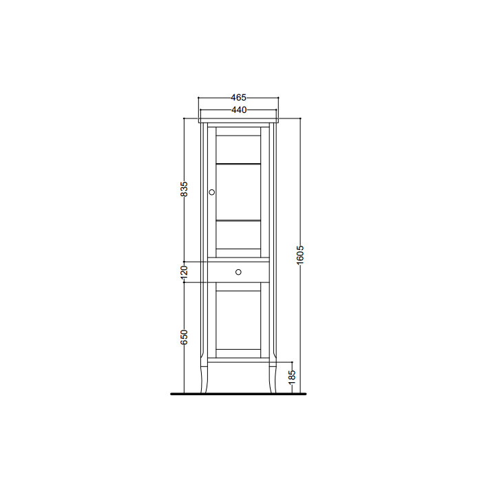 Мебель для ванной Колонна 465х34х160,5h, петли справа DX, цвет noce (орех), ручки керамика 