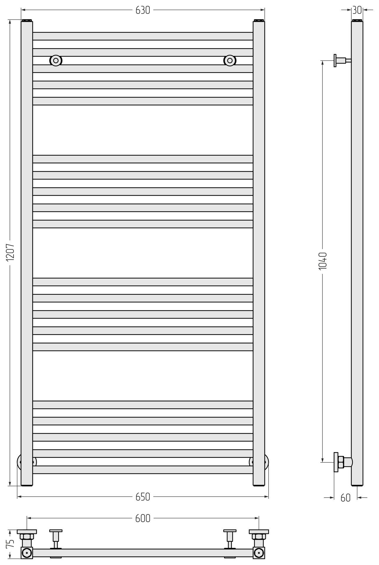 Полотенцесушители Полотенцесушитель 1200х600 (Состаренная латунь) 
