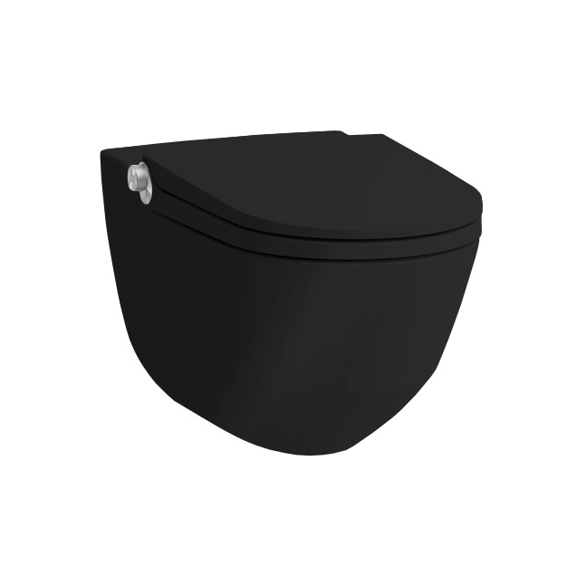 Унитаз подвесной 60х39.5х40.5 см с сиденьем-биде черный матовый