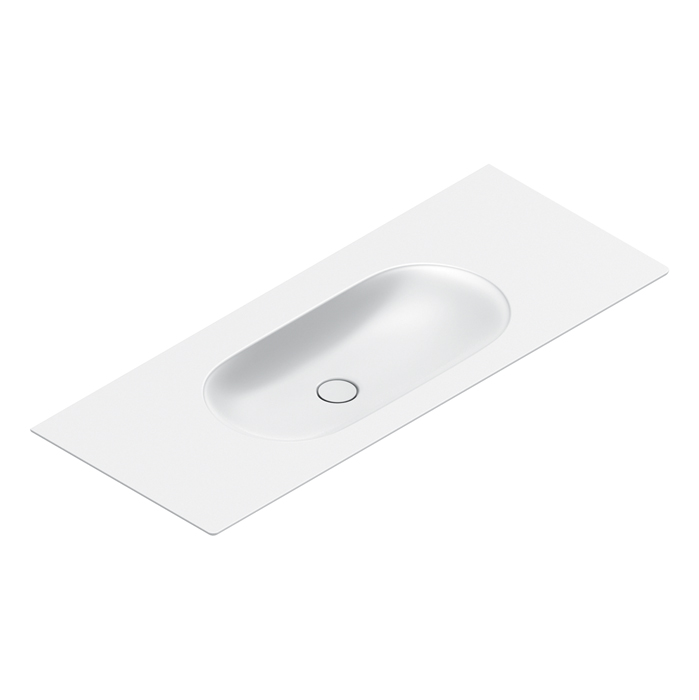 Раковина консоль 125x50, без отверстий под смеситель, покрытие Cataglaze+, цвет белый матовый