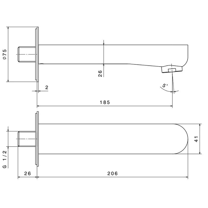 Комплектующие Настенный излив, цвет хром 