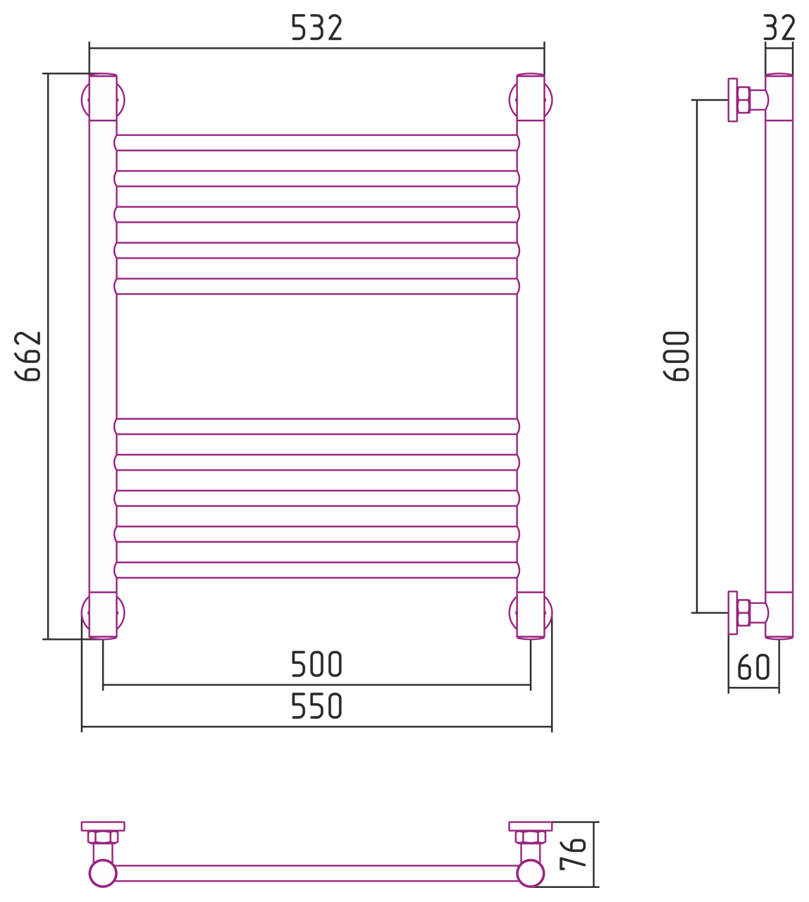 Полотенцесушители Дизайн-радиатор 600х500 