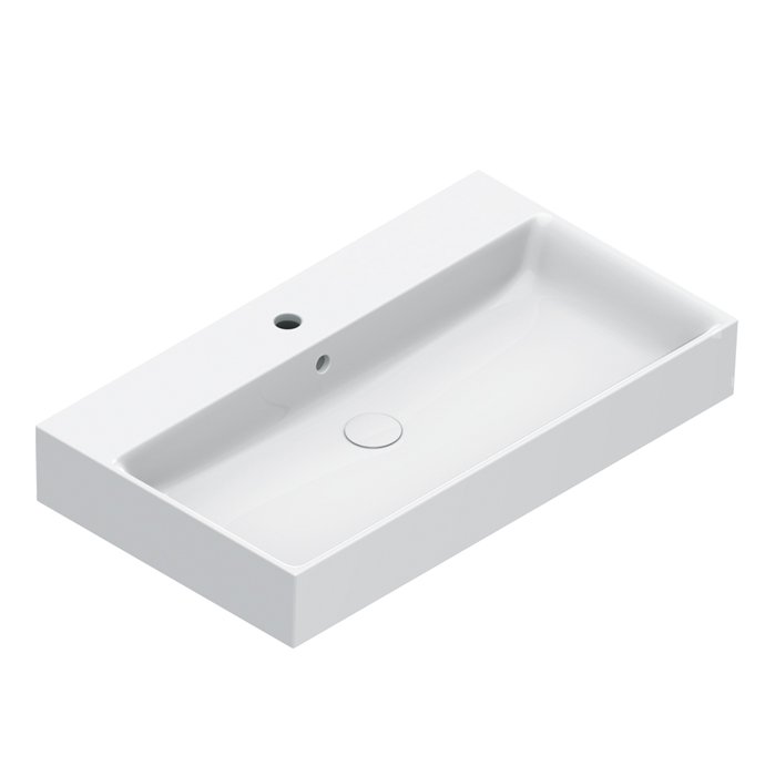 Раковина 80x47, с 1 отверстием под смеситель, покрытие Cataglaze+, цвет белый глянцевый