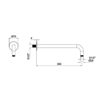 Комплектующие ROUND Кронштейн из стены круглый, 350 мм, круглый отражатель, латунь, хром 