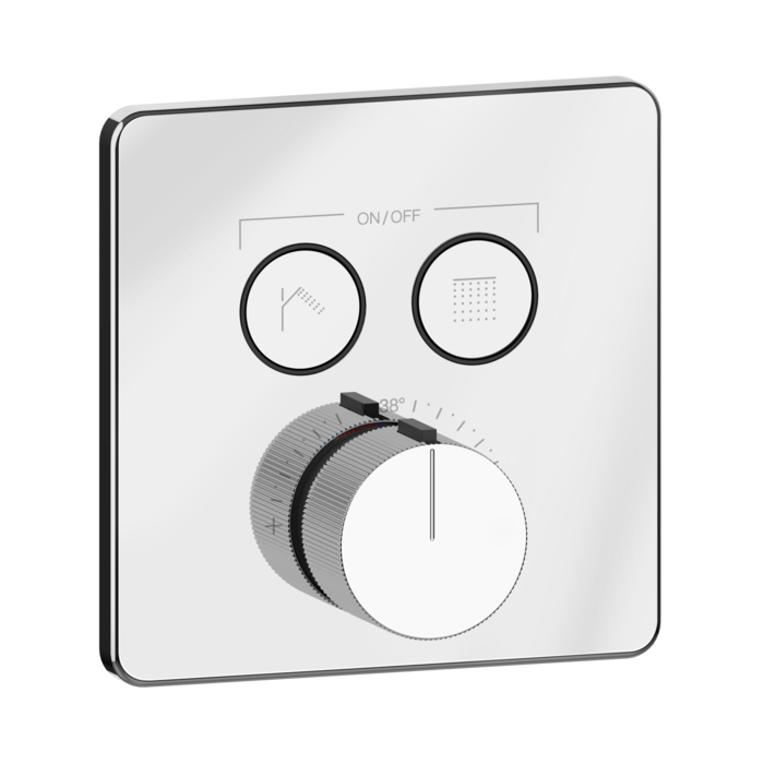 Смесители Смеситель настенный встраиваемый, термостатический, с 2 запорными кнопками, цвет хром 