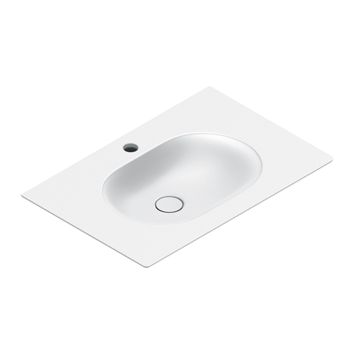 Раковины Раковина консоль 75x50, с 1 отверстием под смеситель, покрытие Cataglaze+ , цвет белый матовый 