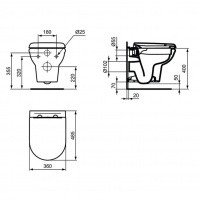 Унитазы EXACTO Подвесной безободковый унитаз с крышкой микролифт, белый 