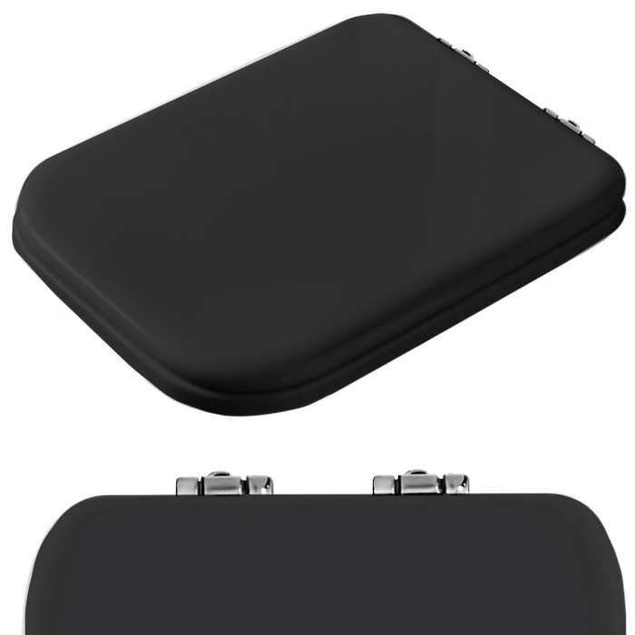 Сиденья для унитазов Сиденье для унитаза с микролифтом , цвет черный, петли хром 